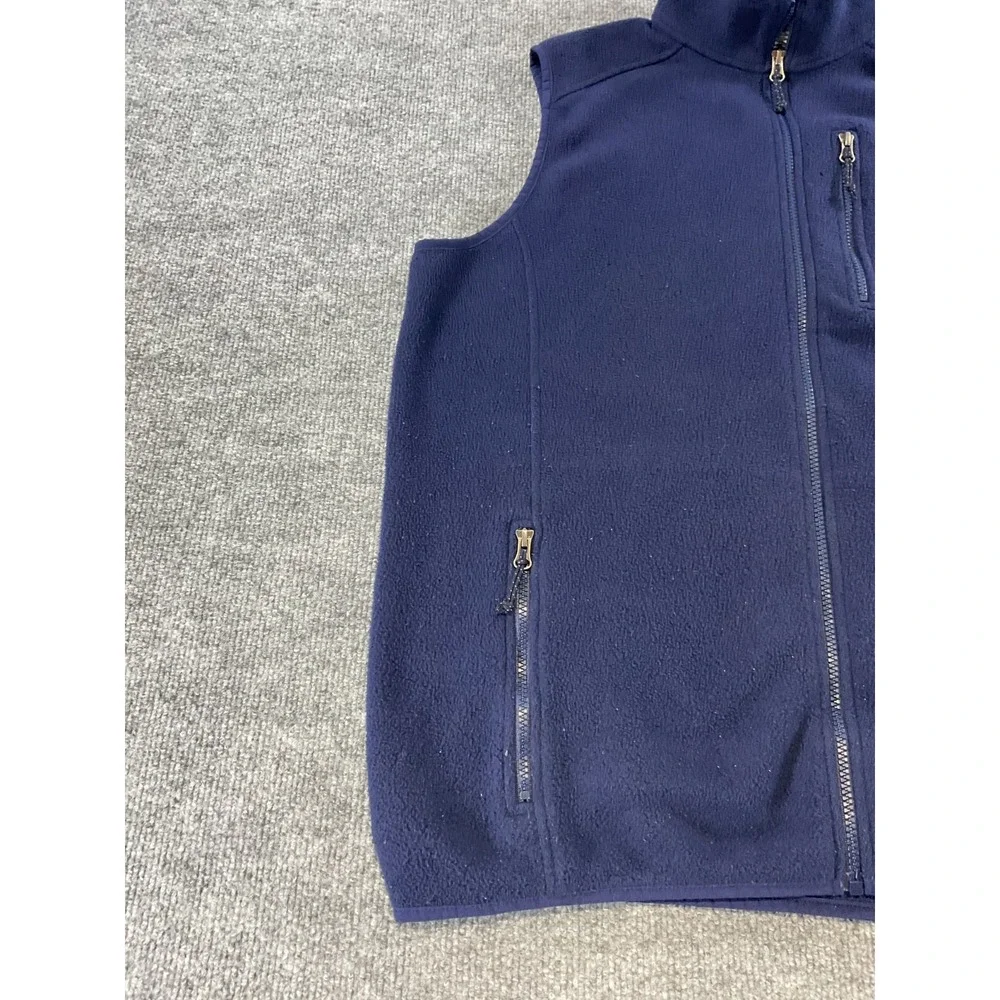 LL Bean Fleece Vest Mens Large Navy Blue Full Zip Outdoor Hiking Casual Jacket